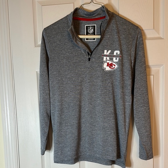 NFL Kansas City Chiefs Gray Quarter-Zip Shirt Big Boy/Teen NWOT - Picture 1 of 3
